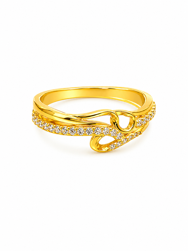 Elegant Wave Infinity Stone Studded Ring for Women