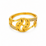 Elegant Leaf Embrace Crystal Ring for Women