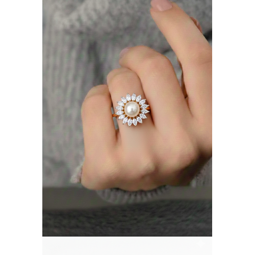 NXGOLD Pearl Flower Ring For Women