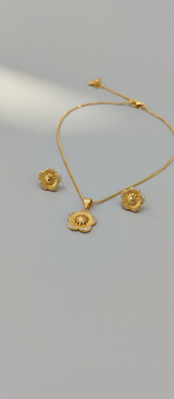 NXGOLD Floral CZ Pendant Necklace Set