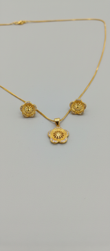 NXGOLD Floral CZ Pendant Necklace Set