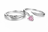 His & Hers Stainless Steel Pink Heart Couple Ring Set