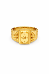 NXGOLD Luxury Men’s Ring with Star Engraved Rectangular Design