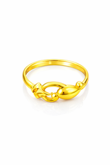 NXGOLD Elegant Gold Women’s Ring with Leaf & Loop Design