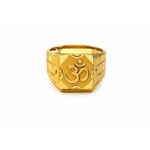 NXGOLD Om Divine Square Signet Gold Ring for Men