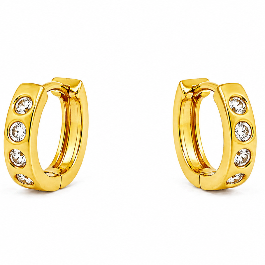GoldNX Radiance Crystal Studded Gold-Toned Hoop Earrings for Women