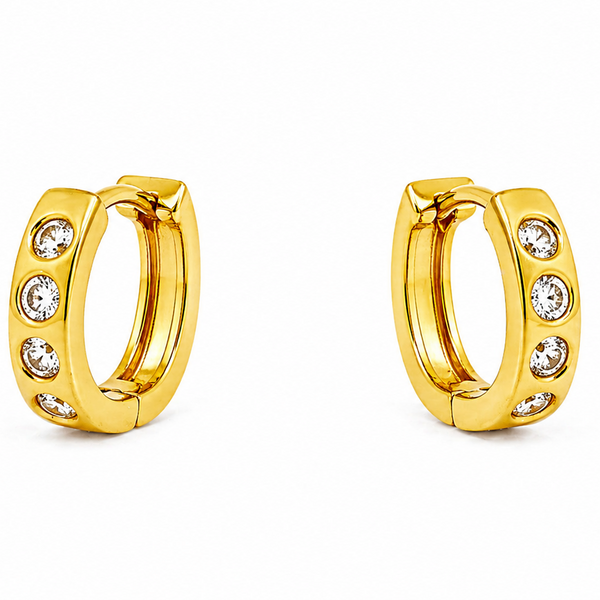 GoldNX Radiance Crystal Studded Gold-Toned Hoop Earrings for Women
