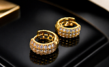 NXGOLD Luxe Pavé Crystal Gold-Toned Huggie Hoop Earrings for Women