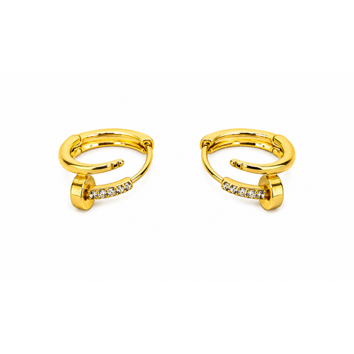 NXGOLD Crystal Nail-Inspired Gold-Toned Hoop Earrings for Women