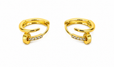 NXGOLD Crystal Nail-Inspired Gold-Toned Hoop Earrings for Women