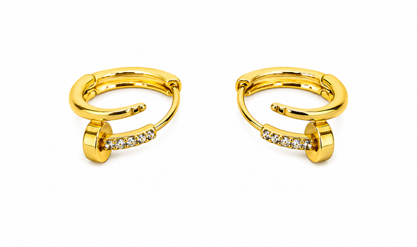 NXGOLD Crystal Nail-Inspired Gold-Toned Hoop Earrings for Women