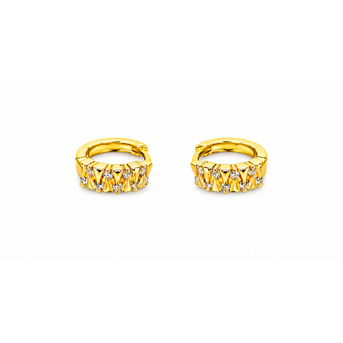 NXGOLD Geometric Crystal Gold-Toned Huggie Hoop Earrings for Women