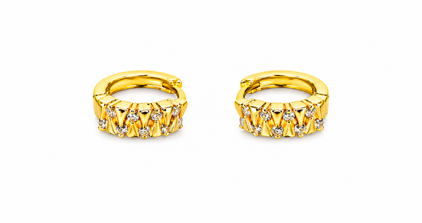 NXGOLD Geometric Crystal Gold-Toned Huggie Hoop Earrings for Women