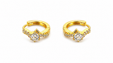 NXGOLD Solitaire Crystal Gold-Toned Huggie Hoop Earrings for Women