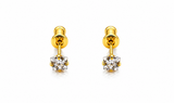 NXGOLD Solitaire Crystal Gold-Toned Stud Earrings for Women