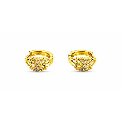NXGOLD Floral Crystal Gold-Toned Hoop Earrings for Women