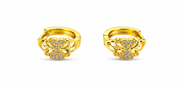 NXGOLD Floral Crystal Gold-Toned Hoop Earrings for Women