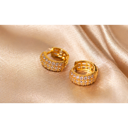 NXGOLD Luxe Pavé Crystal Gold-Toned Huggie Hoop Earrings for Women