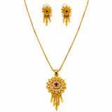 Elegant Traditional Floral Medallion Necklace & Earrings Set for Women