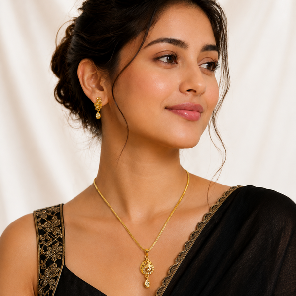 Elegant Teardrop Pendant Necklace & Earrings Set for Women