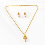 Elegant Floral CZ Pendant Necklace & Matching Drop Earrings Set for Women