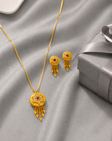 Traditional Star Design Pendant Necklace & Matching Tassel Earrings Set for Women