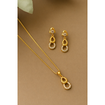 Elegant Double Teardrop CZ Pendant Necklace Set with Matching Drop Earrings for Women