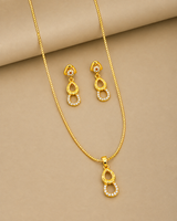 Elegant Double Teardrop CZ Pendant Necklace Set with Matching Drop Earrings for Women