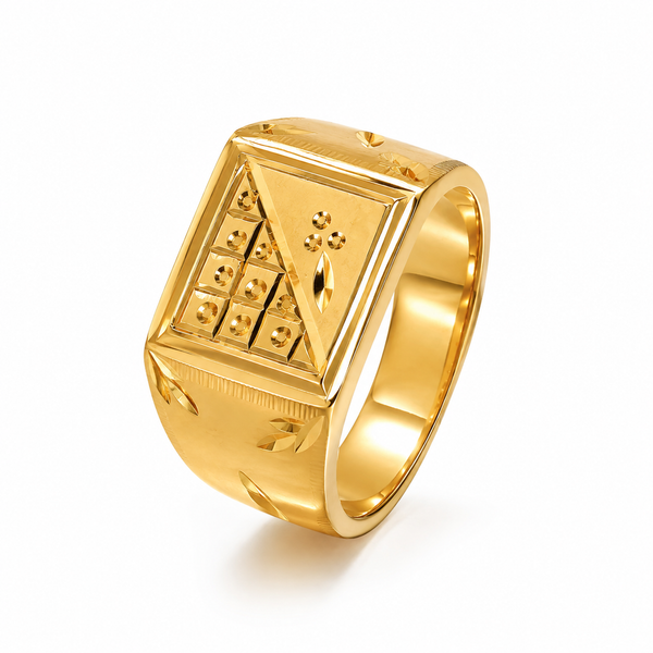 Royal Geometric Heritage Gold Statement Ring for Men