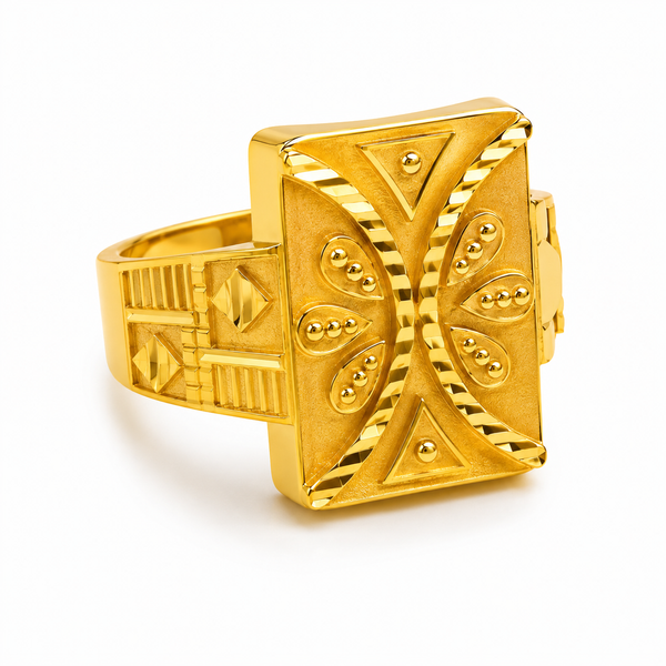 Rajwada Trinity Gold Statement Ring for Men