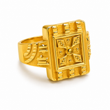 Royal Chakra Heritage Square Gold Statement Ring for Men
