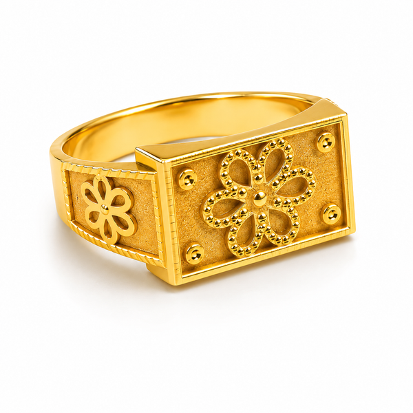 Royal Bloom Heritage Gold Statement Ring for Men