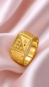 Royal Geometric Heritage Gold Statement Ring for Men