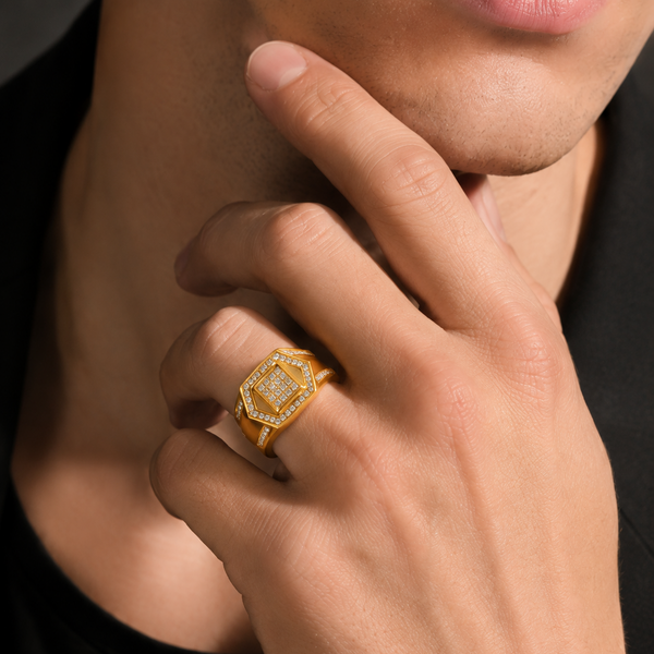 Regal Crystal Crest Men's Ring