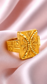 Rajwada Trinity Gold Statement Ring for Men