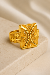 Rajwada Trinity Gold Statement Ring for Men