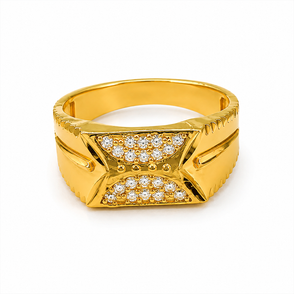 Imperial Crystal Bow Crest Gold Ring