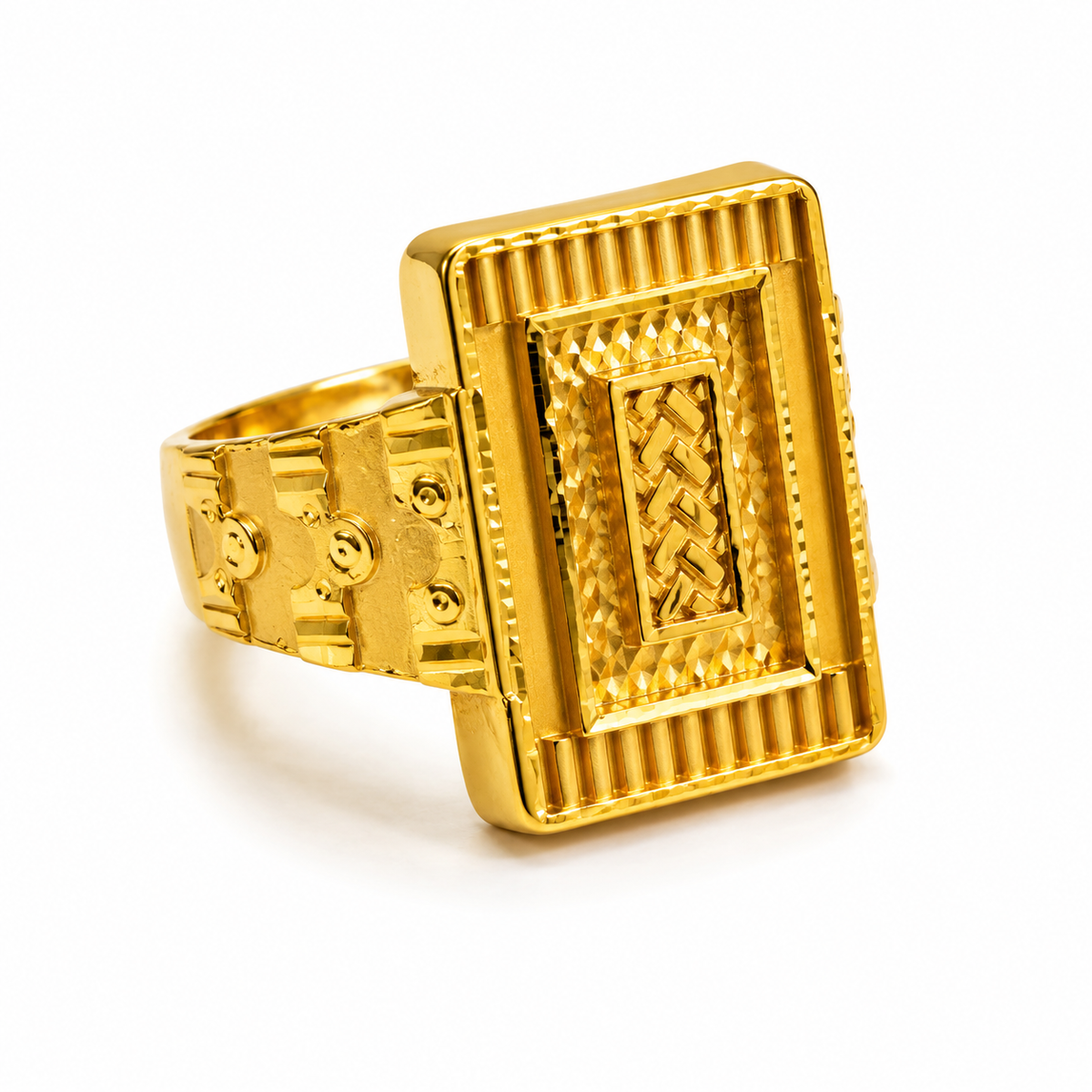 Majestic Woven Emblem Gold Ring For Men