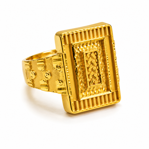 Majestic Woven Emblem Gold Ring For Men