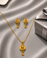 Elegant Traditional Teardrop Pendant Necklace Set with Matching Drop Earrings for Women
