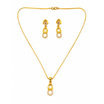 Elegant Double Teardrop CZ Pendant Necklace Set with Matching Drop Earrings for Women