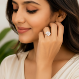 Luxury 360° Rotating Floral Blossom Adjustable Ring with Sparkling CZ