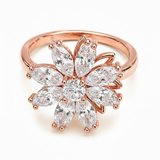 Luxury 360° Rotating Floral Blossom Adjustable Ring with Sparkling CZ