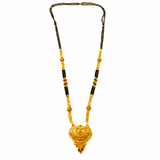 Traditional Black Bead Mangalsutra with Ornamental Heritage Pendant