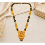 Elegant Heritage Round Pendant Traditional Black Bead Mangalsutra for Women