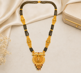 Elegant Heritage Round Pendant Traditional Black Bead Mangalsutra for Women