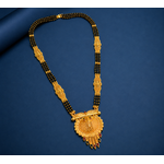 Elegant Heritage Round Pendant Traditional Black Bead Mangalsutra for Women