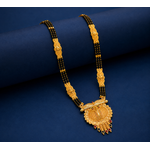 Elegant Heritage Round Pendant Traditional Black Bead Mangalsutra for Women