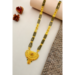 Traditional Bridal Mangalsutra Necklace with Black Beads and Ornate Pendant
