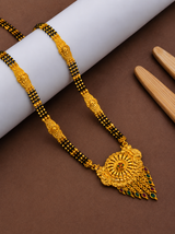 Premium Bridal Mangalsutra with Intricate Floral Medallion Pendant